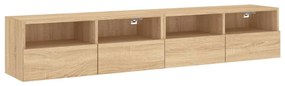 2 db sonoma tölgy színű szerelt fa fali TV-szekrény 80x30x30 cm