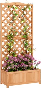 Outsunny Magasított Kertágy Trellisszel, Kültéri Ültető a Fennsíkoló Növényekhez Fenyőfából, Virágok és Zöldségek Számára, Kerthez és Erkélyhez, 76x36