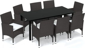 vidaXL 9 részes barna polyrattan kerti étkezőgarnitúra párnákkal