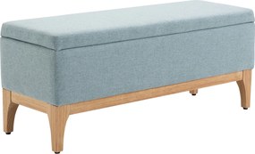 HOMCOM Tároló Puff a Hálószobába 72L Kárpitozott Vászon Tároló Padlószék Fa Lábakkal és Állítható Talpakkal Előtérbe és Nappaliba 110x39x45 cm Világos