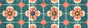 Kép - Retro virágminta (órával) (90x30 cm)