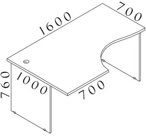 Visio LUX ergonomikus asztal 160 x 100 cm, bal, tölgy