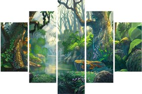 Kép - Egy trópusi erdő illusztrációja (150x105 cm)