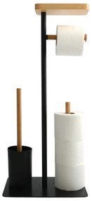MSV WC papír tartó kefével és tartóval Teiki 20 x 30 x 67 cm, fekete