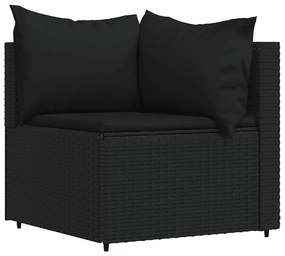 4 részes fekete polyrattan kerti ülőgarnitúra párnákkal