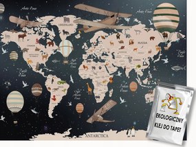 Fotótapéta Flizelina Földrajz Tudomány Térkép Világ Állatok 300x210 ragasztó