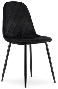 ASTI fekete bársony szék fekete lábakkal