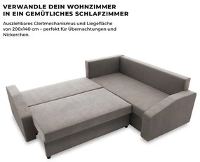 Grande Plus sarokkanapé, jobboldali, szövet anyag, szürke
