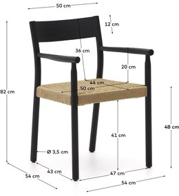Fekete-natúr színű tölgyfa étkezőszék Yalia – Kave Home