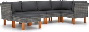 vidaXL 6 részes szürke polyrattan kerti ülőgarnitúra párnákkal