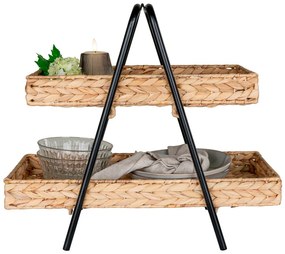 Alfaro fonott tálca fekete fém lábbal, vízi jácint, 42x23x43,5 cm