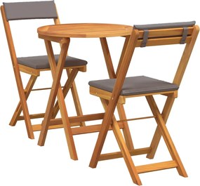 vidaXL Kert étkező szett párnával 3 pcs Olaj Természetes Tömör Akácfa