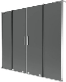 Mexen Velar L Duo, 2 szárnyas eltolható kádparaván 170 x 150 cm, 8mm szürke üveg, króm, 896-170-003-42-01