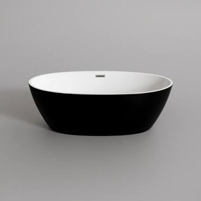 OVAL szabadon álló fürdőkád, fekete-fehér, 170x80x58 cm