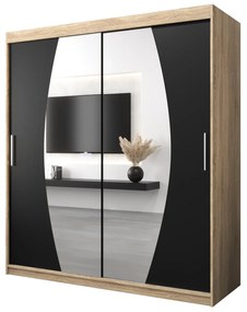 Ruhásszekrény 180 cm Eclipse (szonoma tölgy + matt fekete). 1063425
