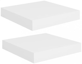 2 db fehér MDF lebegő fali polc 23 x 23,5 x 3,8 cm