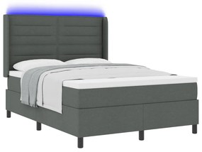 Boxspring Ágy Mattress-szel &amp; LED Fekete Szürke 160x200 cm Szövet