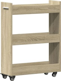 vidaXL sonoma tölgy színű szerelt fa szekrény kerekekkel 60x22x79 cm