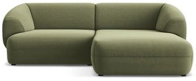 Zöld bársony sarokkanapé (jobb oldali) Moana – Makamii