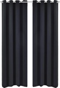 vidaXL 2 db fekete sötétítőfüggöny fém fűzőlyukakkal 135 x 175 cm