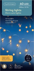 Låmpåk Micro 60 LED-es beltéri karåcsonyfa drót Klasszikus Meleg 295cm