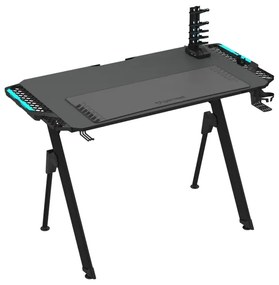 Gaming asztal FALCON LED RGB háttérvilágítással 116x60 cm fekete