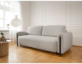 Szürkésbézs buklé kinyitható-tárolóhelyes kanapé 244 cm Arcadova – ELTAP