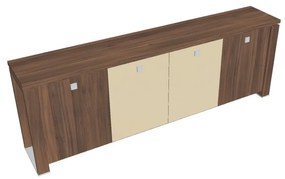 Verno+ S alacsony szekrény 260 x 46 x 90 cm, kombinált ajtó, dió / vanília