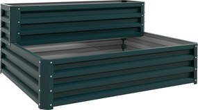 Outsunny Négyzetes Kerti Ültetőemelő Acél Kertágy Nyitott Alappal, 2 Szinten Fűszernövényekhez, Zöldségekhez, Gyümölcsökhez és Virágokhoz, 120 x 101 x