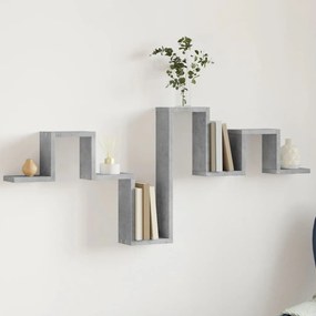 betonszürke szerelt fa fali polc 104,5 x 10 x 43 cm