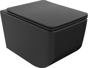 Mexen Vera Rimless WC csésze slim lassan záródó duroplaszt fedéllel, fekete matt - 30164070
