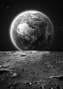Föld Hold Kozmosz poszter Fekete-fehér B2 50x70cm #214