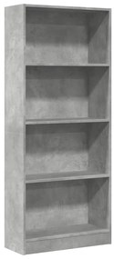 betonszürke szerelt fa könyvespolc 60 x 24 x 143 cm