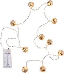 ORIENTAL LIGHTS égősor fém gömbökkel USB kábellel, rozéarany 10 égővel