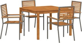 vidaXL Kert étkező szett 5 pcs Szürke Tömör Akácfa