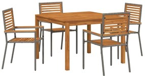 vidaXL Kert étkező szett 5 pcs Szürke Tömör Akácfa