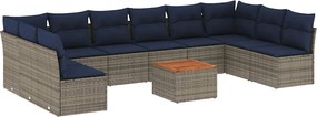 vidaXL 11 részes szürke polyrattan kerti ülőgarnitúra párnákkal