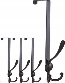 Ajtóra Akasztható Ruhafogas, 4 darabos szett, fekete