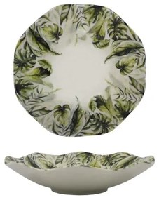 18 darabos porcelán étkészlet, fehér/zöld