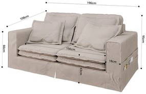 Világosbarna kanapé 196 cm Nora – Ropez