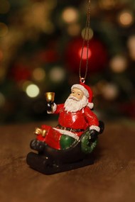 Klasszik karácsonyfadísz - Mikulás szánon 7cm