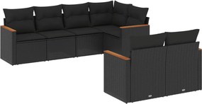 vidaXL 7 részes fekete polyrattan kerti ülőgarnitúra párnával