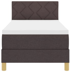 Boxspring ágy matraccal &amp; LED világítással, sötétbarna, 80x200 cm, textil