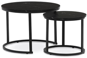 Dohányzóasztal 70×70 cm, MDF, Márvány Mintás Fekete. CT-X7122 BK