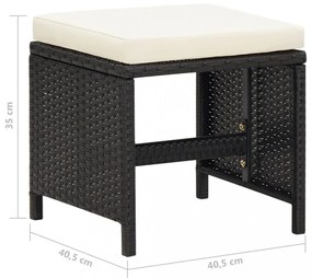 4 db fekete polyrattan kerti ülőke párnákkal