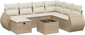 vidaXL 8 részes bézs polyrattan kerti ülőgarnitúra párnával