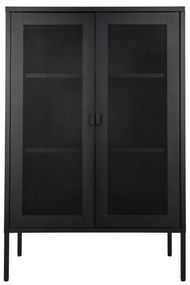 Melbourne vitrin, fekete fém, 2 hálós ajtó, 80x40x120 cm