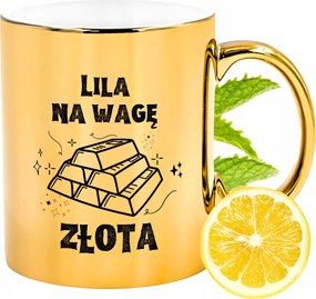 Prémium Arany Csillogó Bögre Liliom Ajándék Nyomtatott Fotóval