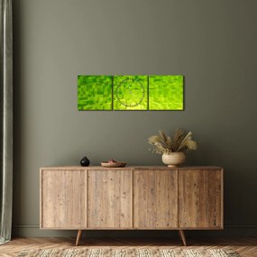 Sárgászöld kockák képe (órával) (90x30 cm)