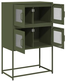 Highboard olívazöld 68x39x107 cm Acél